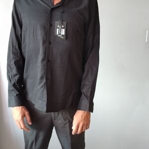 Men's Black Button-Up Shirt